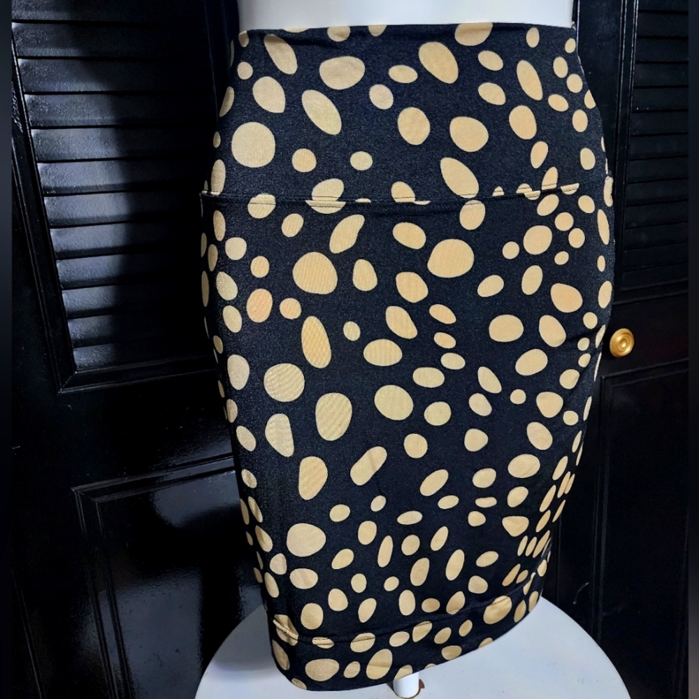Shosho Fitted Pencil Skirt Stretch Polka Dot Pinup Sexy Large Comfy